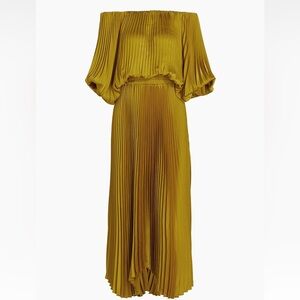 ALC Sienna Pleated Off the Shoulder Handkerchief Dress